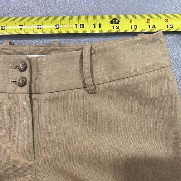 Ann Taylor LOFT Trousers Wool Wide Leg Cuffed Lined Mid Rise Pants Women 2 Beige - Picture 5 of 9